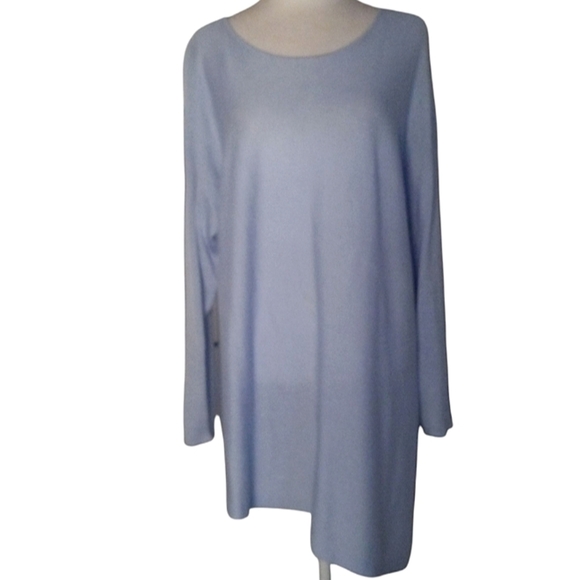 Eileen Fisher Light Blue Asymmetric Hem Tunic Tencel Merino Wool Blend Size XL - Picture 1 of 8